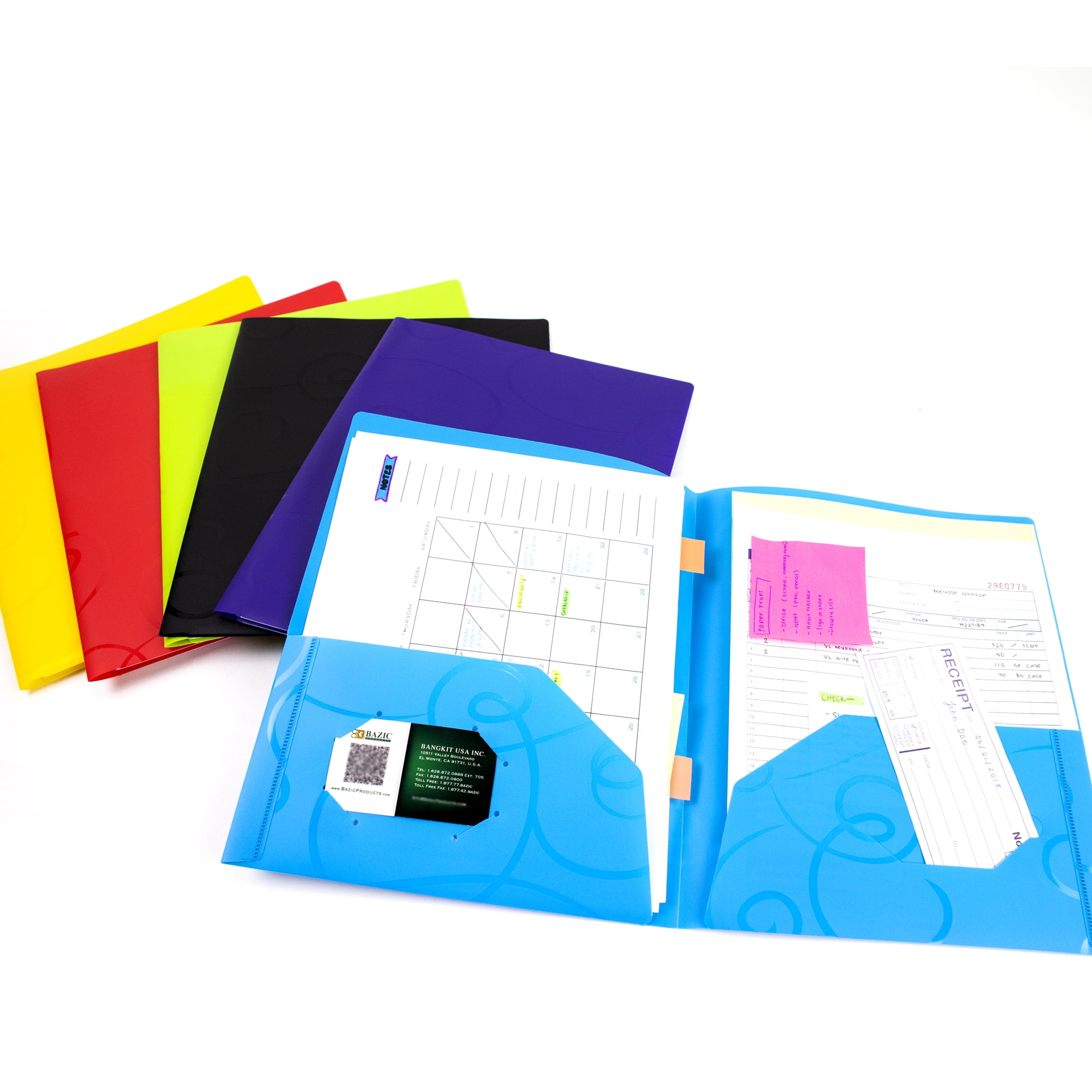 BAZIC 2 Pockets Poly Folder, Swirl Portfolio, Document Folders, 48-Pack