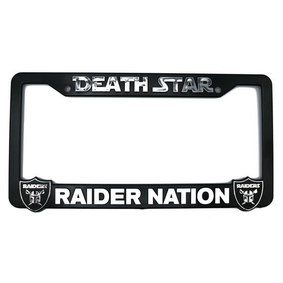 LP Frameworks Deathstar for Raider Nation 3D Raised License Plate Frame | 1 Pack Car License Plate Cover | Universal US Car Black License Plate Holder | Auto Accessories (Car, Truck and SUV)