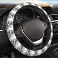 thumbnail image 5 of Honeii Monochrome Botanical Illustration Print Stretch Elastic Steering Wheel Cover - Universal 15", Fits Sedans, SUVs, Vans, & Trucks Effortlessly, 5 of 6