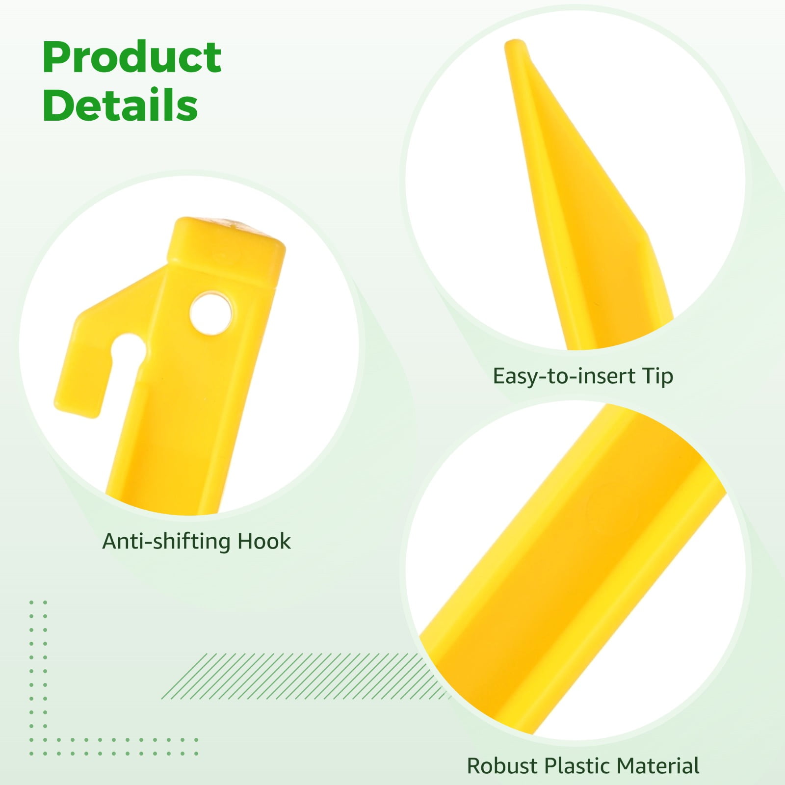 50 Pcs Heavy Duty Plastic Tent Stakes | 9" Wind-Resistant Pegs with Secure Hook Design, Unbreakable and Inflexible Tent Spikes for Camping Patio, Garden, Canopies, Grassland, Outdoor