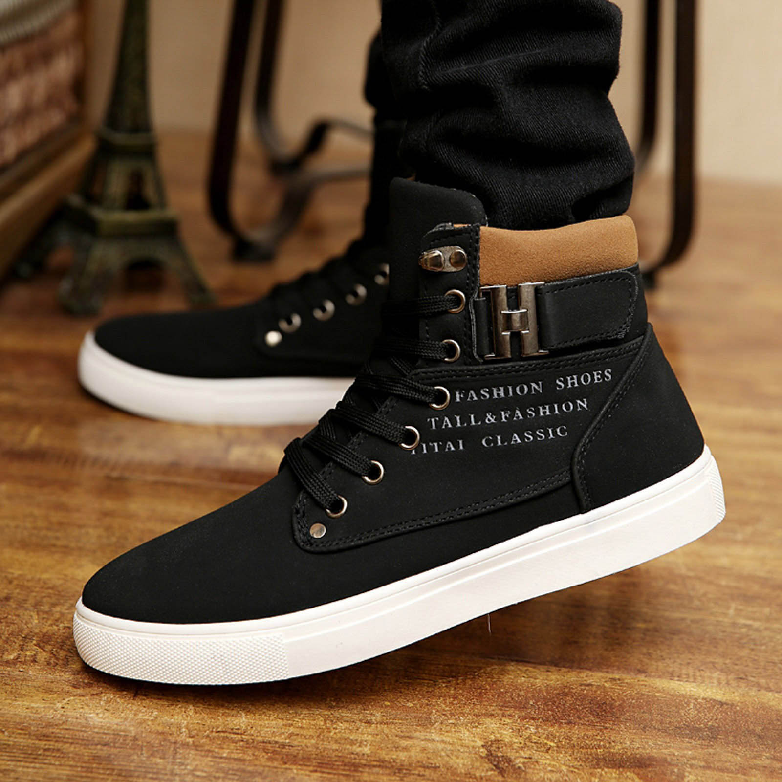 BURUDANI Men's Casual Lace-Up Sneakers - Arch Support, Non-Slip, Lightweight Dress Sneakers (US 8-13)