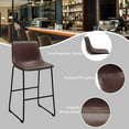 thumbnail image 2 of Vitesse 30 inch PU Faux Leather Counter Bar Height Stools with Back, Black Metal Legs Upholstered Modern Armless Stool, Pub Chairs for Dining Room Coffee House Rustic Bar, Set of 2 (Dark Brown), 2 of 7