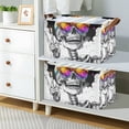 thumbnail image 2 of Yayeee Foldable Storage Basket for Shelves with Handles Waterproof Cloth Bins, Colorful Glasses, 2 of 7