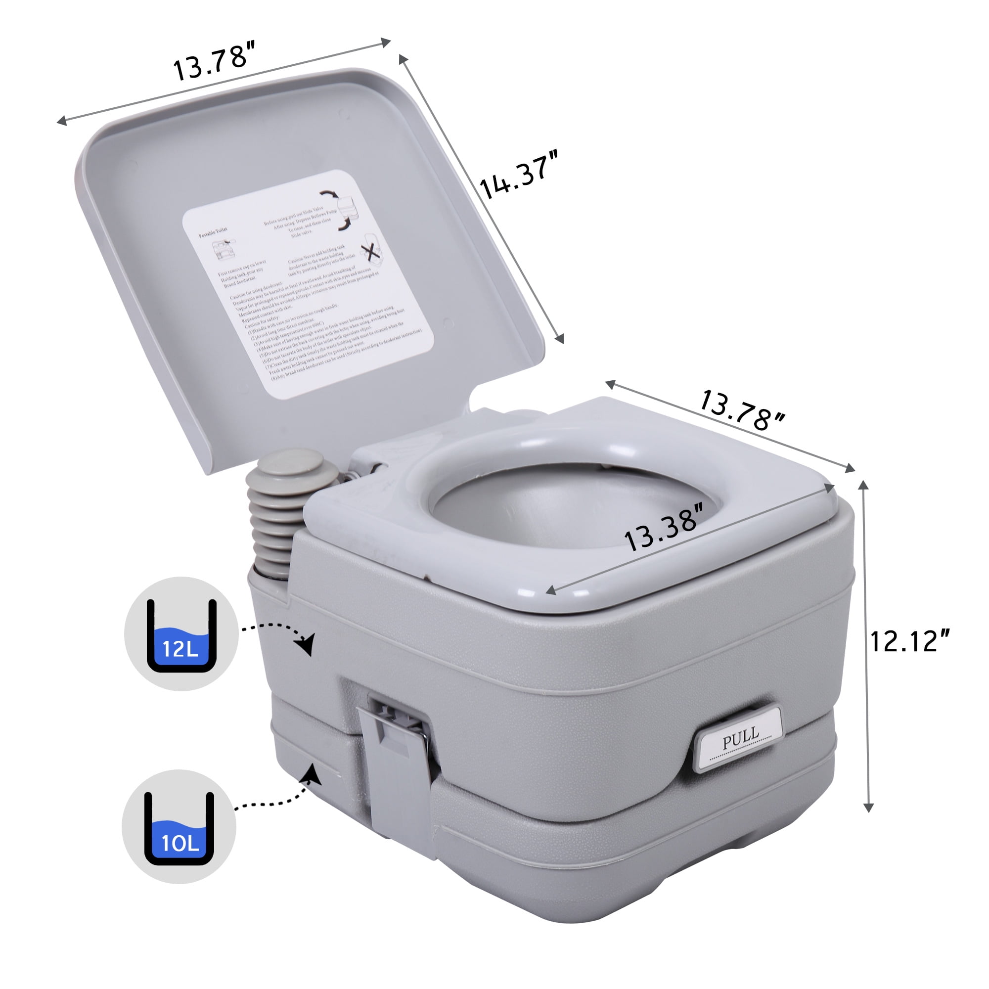 Jaxpety 2.6 Gallon Camping Toilet Outdoor Porta Potty for RV Travel, Camping, Boating, Hospital, Truck
