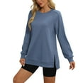 thumbnail image 5 of larppty Sweatshirt for Women Side Split Fall Fashion Long Sleeve Shirts Fall Outfits 2025 Fashion (Navy, M), 5 of 8
