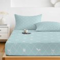 thumbnail image 6 of Twin Sze Fitted Sheet Set - Teal Blue Halloween 2 Piece Bedding Sets 16" Deep Pocket Fitted Sheet with 1 Pillowcase, Checkered Bat Bow Brushed Microfiber Hotel Luxury Bed Sheets, 6 of 9