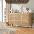 thumbnail image 6 of 9 Drawer Dresser for Bedroom,Rattan Chest of Dressers with Deep Drawers,Modern Wooden Dresser Chest with Golden Handles,Beside Table for Closet, Living Room and Entryway, 6 of 8