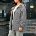 thumbnail image 5 of Womens Outdoor Jacket Waterproof Plus Size Turndown Collar Long Sleeve Solid Color Zipper Winter Fashion Jacket for Casual Cozy Loungewear, 5 of 10