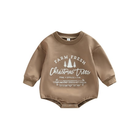 

wybzd Baby Boy Girl Clothes Christmas Romper Sweatshirt Onesie Crewneck Oversized Long Sleeve Bodysuit Outfit