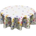 thumbnail image 1 of Watercolor Flowers Spring Tablecloth Purple Blue leaf Round Tablecloth 60 Inch Wild Floral Spring Table Cloth for Farmhouse Kitchen Decor Polyester Fabric Summer Table Cover for Party Outdoor Camping, 1 of 5
