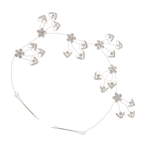 flor de cristal de brillo en forma de corazón pelo pelo clip de pelo niñas mujer casco Sunnimix Nupcial Hair Vine
