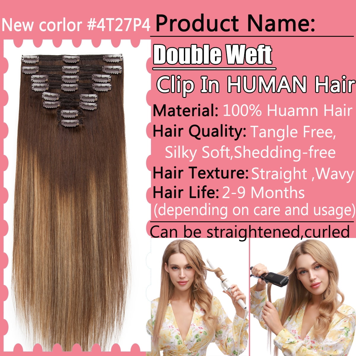 HAIRRO Jet Black Clip in 100% Human Hair Extensions Remy Hair Extensions Clip in Human Hair Color 1 Natural Hair Clip in Extensions for Thin Hair 8 Pieces 120Grams 24 Inch Black Hair Extensions