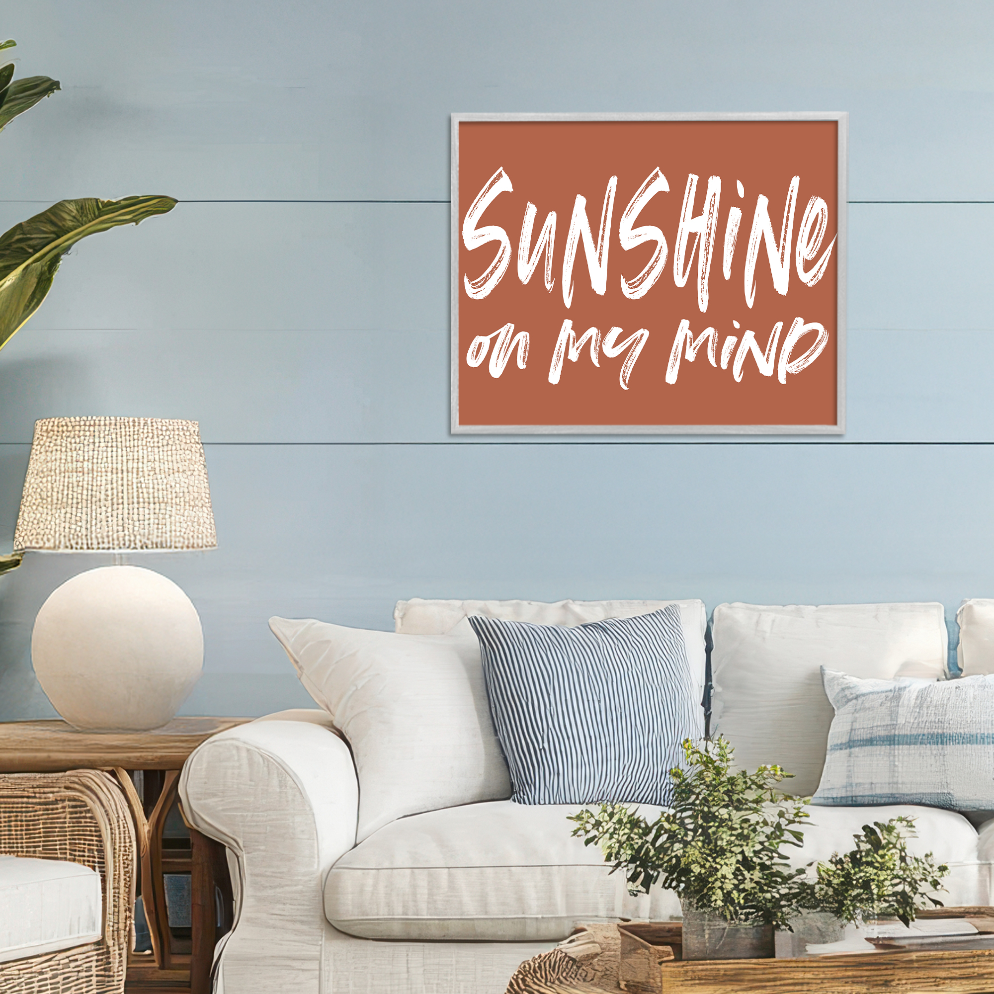 Sunshine State Of Mind Brown Gray Framed Giclee Art, design by Lettered and Lined