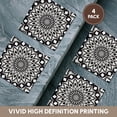 thumbnail image 6 of 3drose, Decorative Floral Aspect Mandala Black and White, Set of 4 Ceramic Tile Coasters, 6 of 7