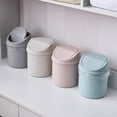 thumbnail image 1 of Trayknick Mini Trash Can Reusable Space Saving PP Plastic Cylindrical Tiny Garbage Can for Desktop Blue, 1 of 13