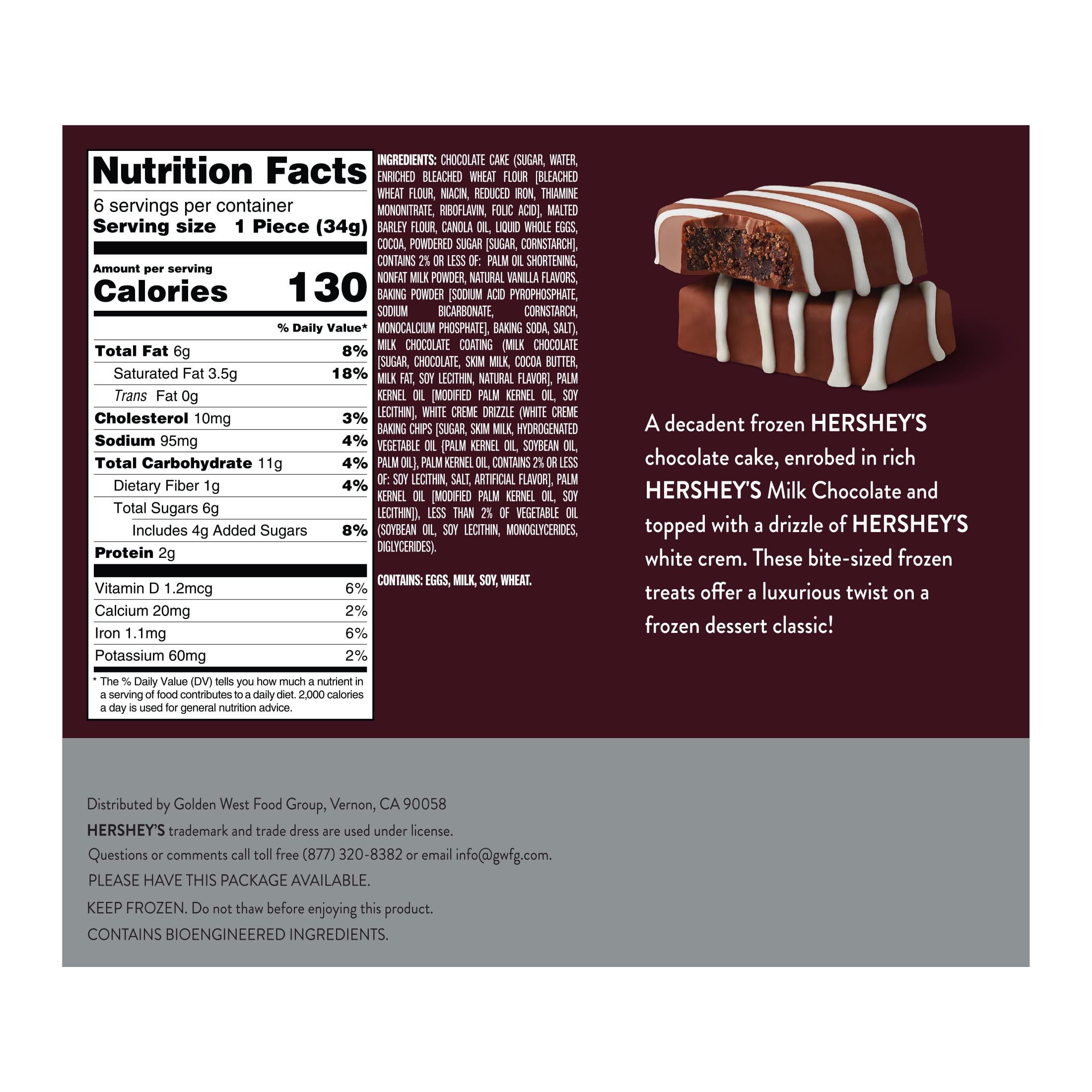 Hershey's Milk Chocolate Cake Bites, 7.2oz. (Frozen)