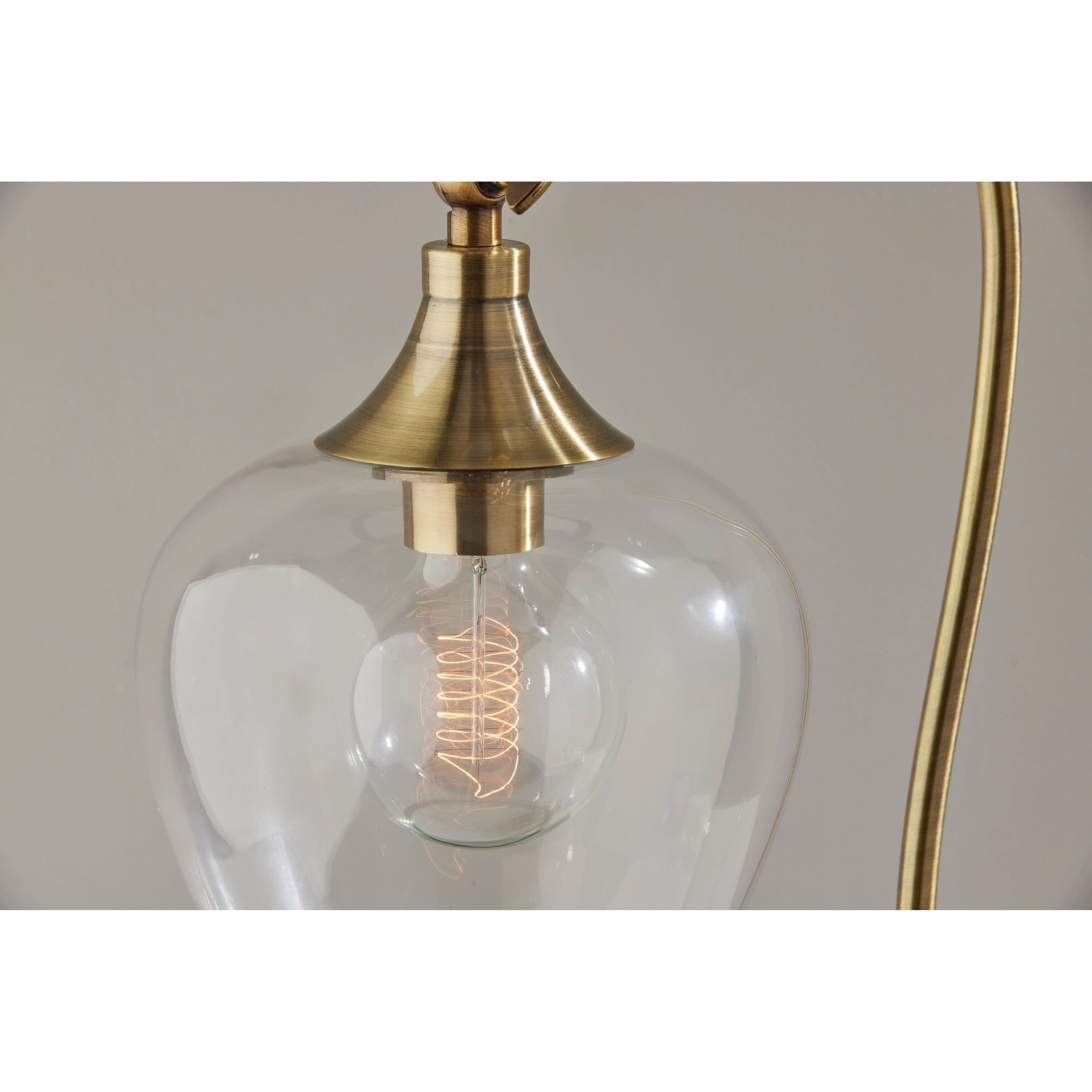 Adesso Bradford Desk Lamp, Antique Brass, Clear Glass with Metal Rim Shade