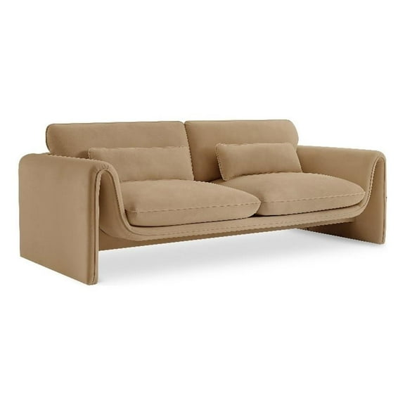 Maklaine Modern / Contemporary Soft Camel Velvet Fabric Sofa