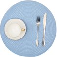 thumbnail image 2 of SHACOS Ensemble de 4 Napperons Ronds Tressés Lavables 15 Pouces Antidérapants pour Tables à Manger (Bleu Clair, 4), 2 of 7