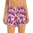 thumbnail image 2 of Xecao's Orchids Flowers for a double-layer running short for women, perfect for gym, tennis, and more, featuring a convenient pocket., 2 of 9