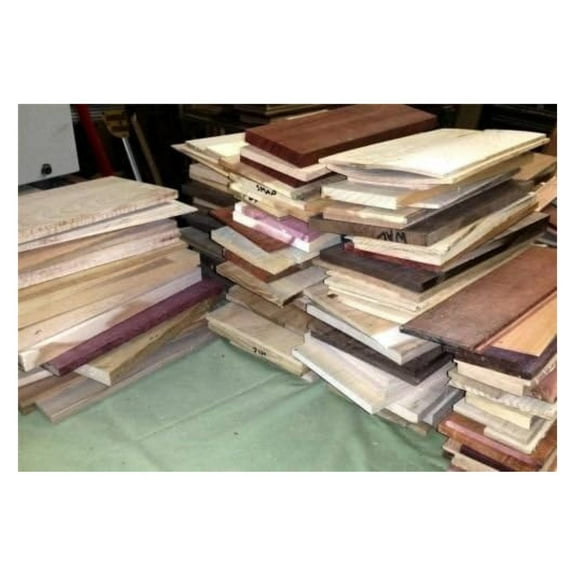 Unfinished Wood Box - Long Thin Scrap Lumber Variety Pack for Crafts - Kiln Dried Assorted Species - 24" x 11" x 4" - Scroll Sawing, Laser Cutting & More