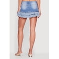thumbnail image 4 of Women's Denim Frayed Ruffle Tiered Mini Skirt, 4 of 4
