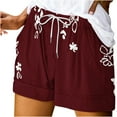 thumbnail image 2 of Taylonsss Clearance Women Summer Illustration Lace Up Elastic Pocket Casual Shorts, 2 of 5