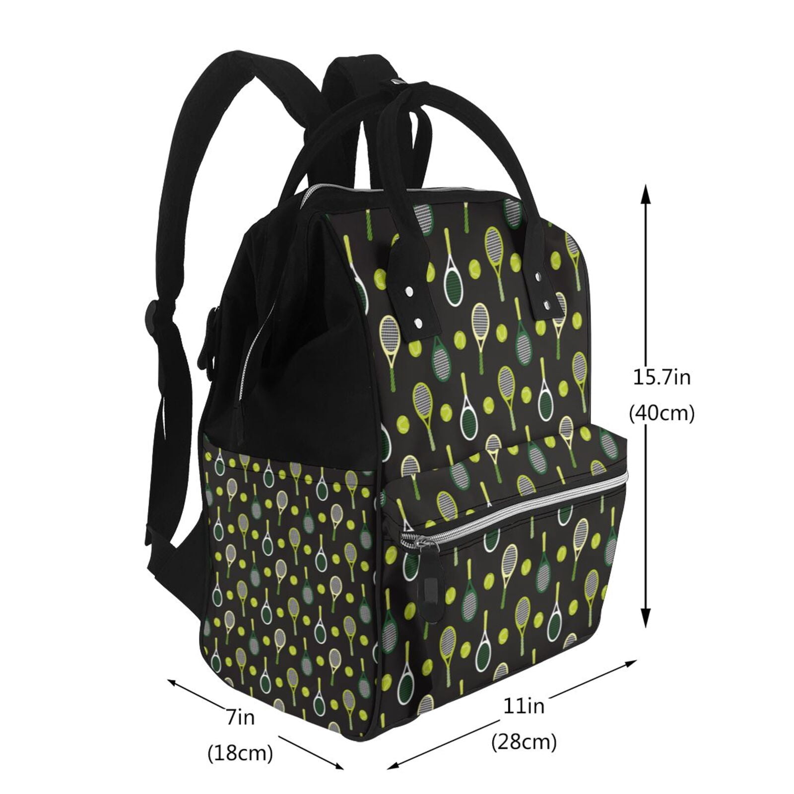 Ratiio Tennis Rackets Mummy Backpack - Waterproof Twill Canvas, Large Capacity Diaper Bag with Multiple Pockets and Adjustable Straps