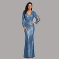 thumbnail image 2 of Sexy V-neck Mermaid Evening Dress Long Formal Prom Party Gown Full Sequins long Sleeve Galadress Vestidos Women Dresses, 2 of 8