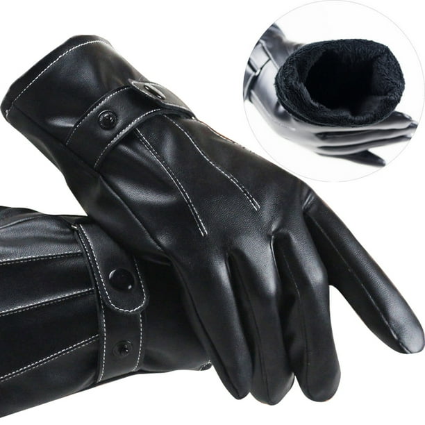 Meihuida Mens Fitted Real Leather TouchScreen Gloves with Racing