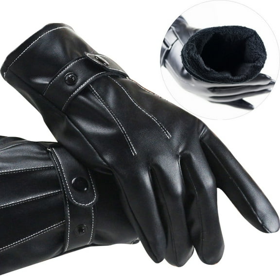 Mens Fitted Real Leather Touch-Screen Gloves with Racing Driving Gloves Winter Warm Gloves