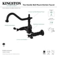 thumbnail image 4 of Kingston Brass KS1240BAL Heirloom Double-Handle Wall-Mount Bridge Kitchen Faucet, Matte Black, 4 of 5