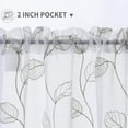 thumbnail image 3 of Curtainking Kitchen Curtains 26x45 inch Leaf Embroidered Sheer Curtains Kitchen Windows Cafe Curtains Rod Pocket 2 Panels Sage on White, 3 of 6