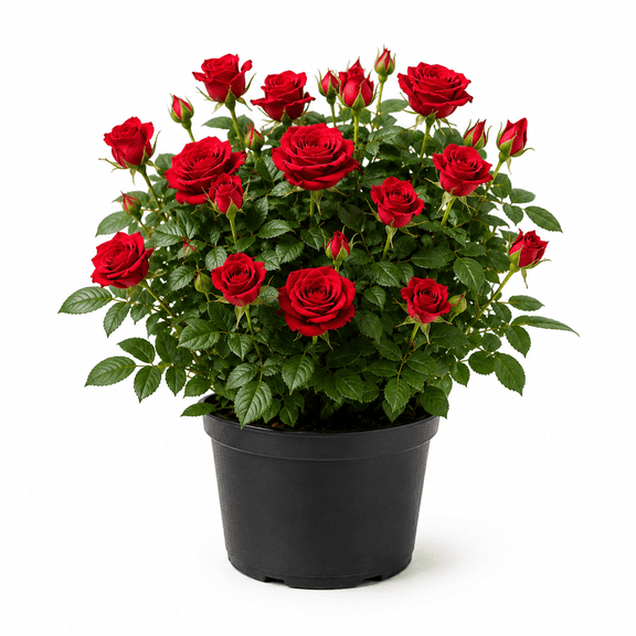 Red Mini Rose Live Plant, 4-8 Inch Miniature Rose Bush in 4 Inch Pot, Red Flowering Patio Garden Plant
