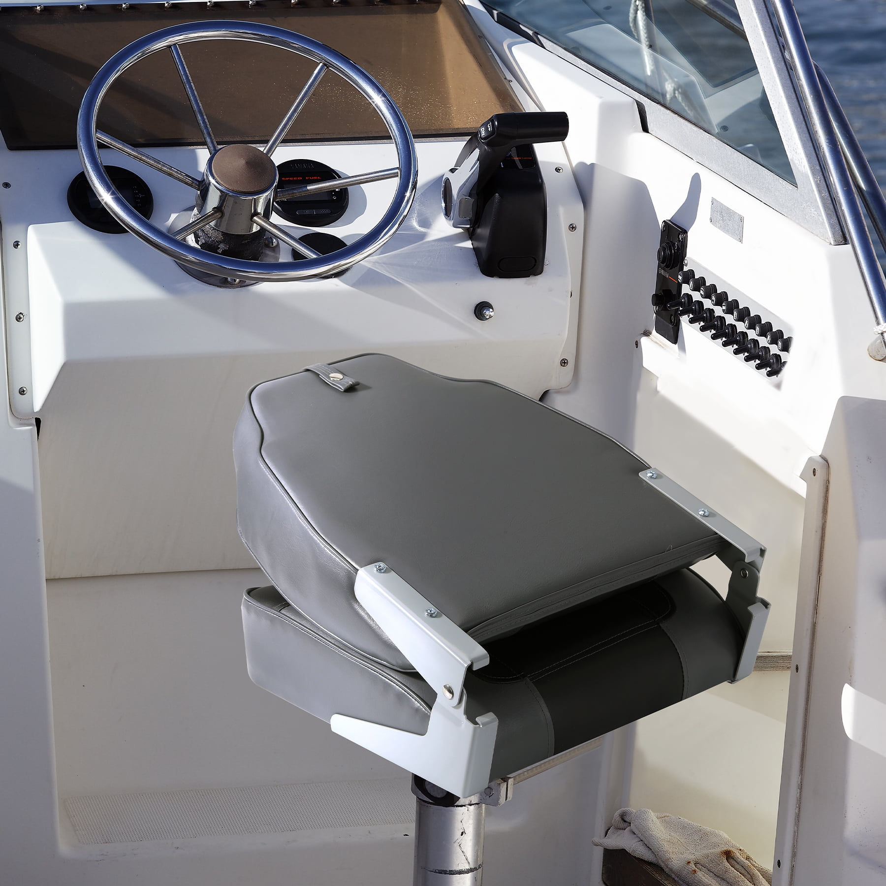 Ladcaser 2 Pack Premium High Back Folding Boat Seat, Marine Seats for Fishing, Sightseeing, Speedboats, Canoes
