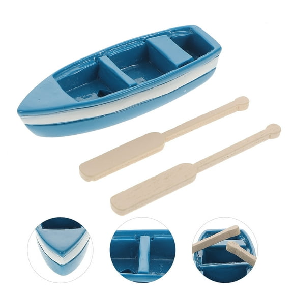 GOOHOCHY Blue Resin Boat Model for Kids Playing Fun and Educational Toy with Bright Colors Great Gift 3.5 Inches