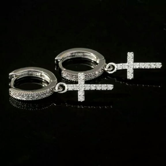 Men Cross Drop Earring Cute 925 Silver,Gold Jewelry Cubic Zircon Earring