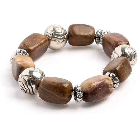 Semi-Precious Natural Gemstone Bracelet, Stretch Bracelets Natural Jasper #87