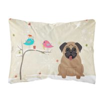 Carolines Treasures BB2477PW1216 Christmas Presents between Friends Pug - Brown Canvas Fabric Decorative Pillow, 12H