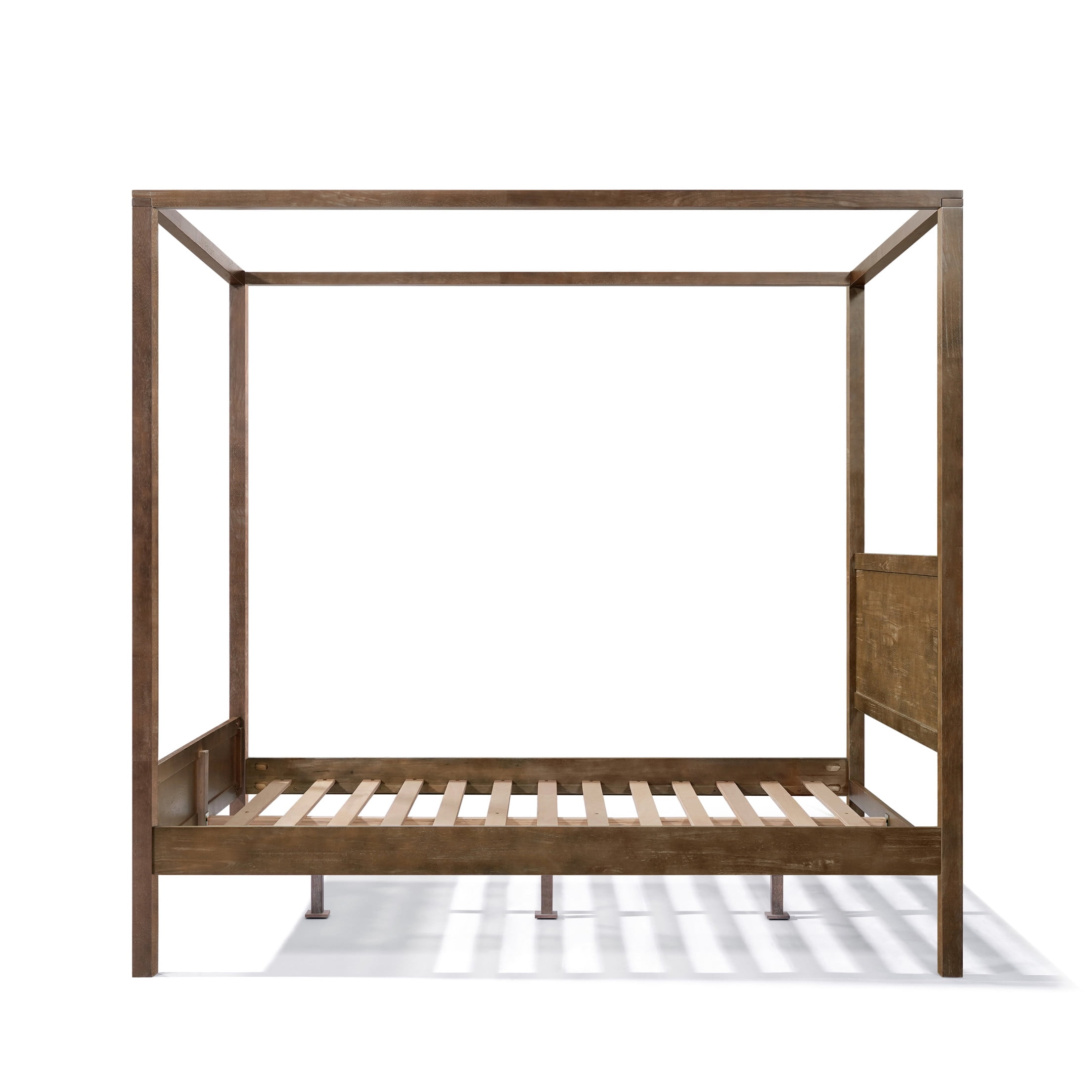 Christopher Knight Home Farmhouse Canopy Bed Frame with Headboard, Solid Wood Frame, Antique Natural