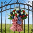 thumbnail image 3 of Red White Blue Artificial Floral Bouquet Wreath, Wall Hanging Decor for Independence Day, Patriotic Celebrations, for Outdoor Garden, Patio, Party Backdrop, Home Decorative Wreath Decor, 19*17in, C, 3 of 6