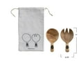 thumbnail image 2 of Bloomingville 7 Inches Mango Wood Salad Servers with Bamboo Wrapped Handles and Printed Drawstring Bag, Natural and Black, Set of 2, 2 of 3