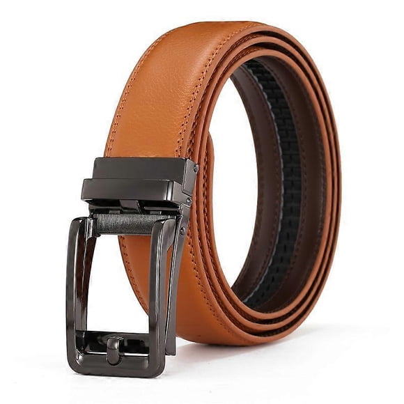 Mens Genuine Leather Ratchet Dress Belt with Sliding Belt for Men