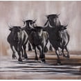 thumbnail image 2 of Atelier B Art Studio 12x12 White Modern Wood Framed Museum Art Print Titled - GROUP OF RUNNING BULLS, 2 of 4