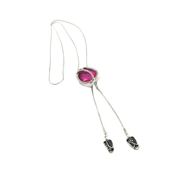Cadena colgante para suéter, accesorios de joyería, decoración elegante, regalos con diamantes de imitación. Rojo