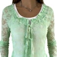 thumbnail image 3 of Bixock Summer Women's Tops,Long Sleeve Shirts for Women,Blouse for Women Solid Color Crew Neck Long Sleeve Back Lace Pullover Tops, 3 of 6