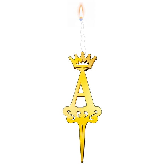 Gold Glitter Letter A - Luxury Cake Topper Candle for Birthdays, Weddings & Anniversaries - Reusable Food Safe Acrylic, Shiny Mirror Finish - Happy Birthday Cake Topper Décor