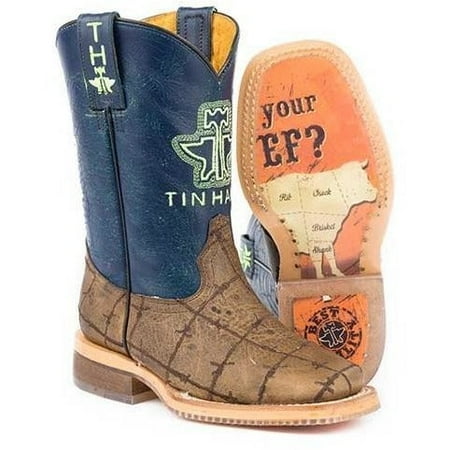

Kid s Tin Haul Barbed Wire Boots With All Beef Sole Sole Handcrafted Brown