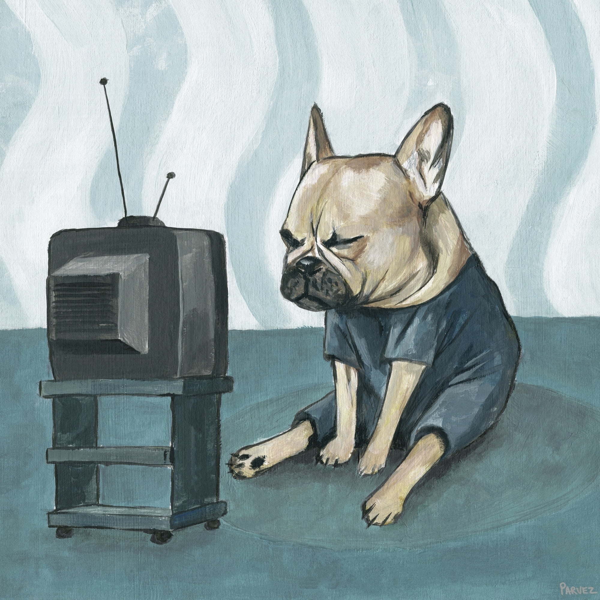 Parvez Taj Bored Bulldog Canvas Wall Art