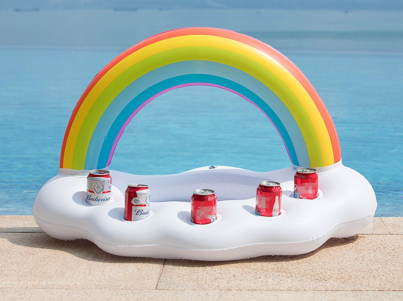 Jasonwell Inflatable Rainbow Cloud Drink Holder Floating Beverage Salad Fruit Se 